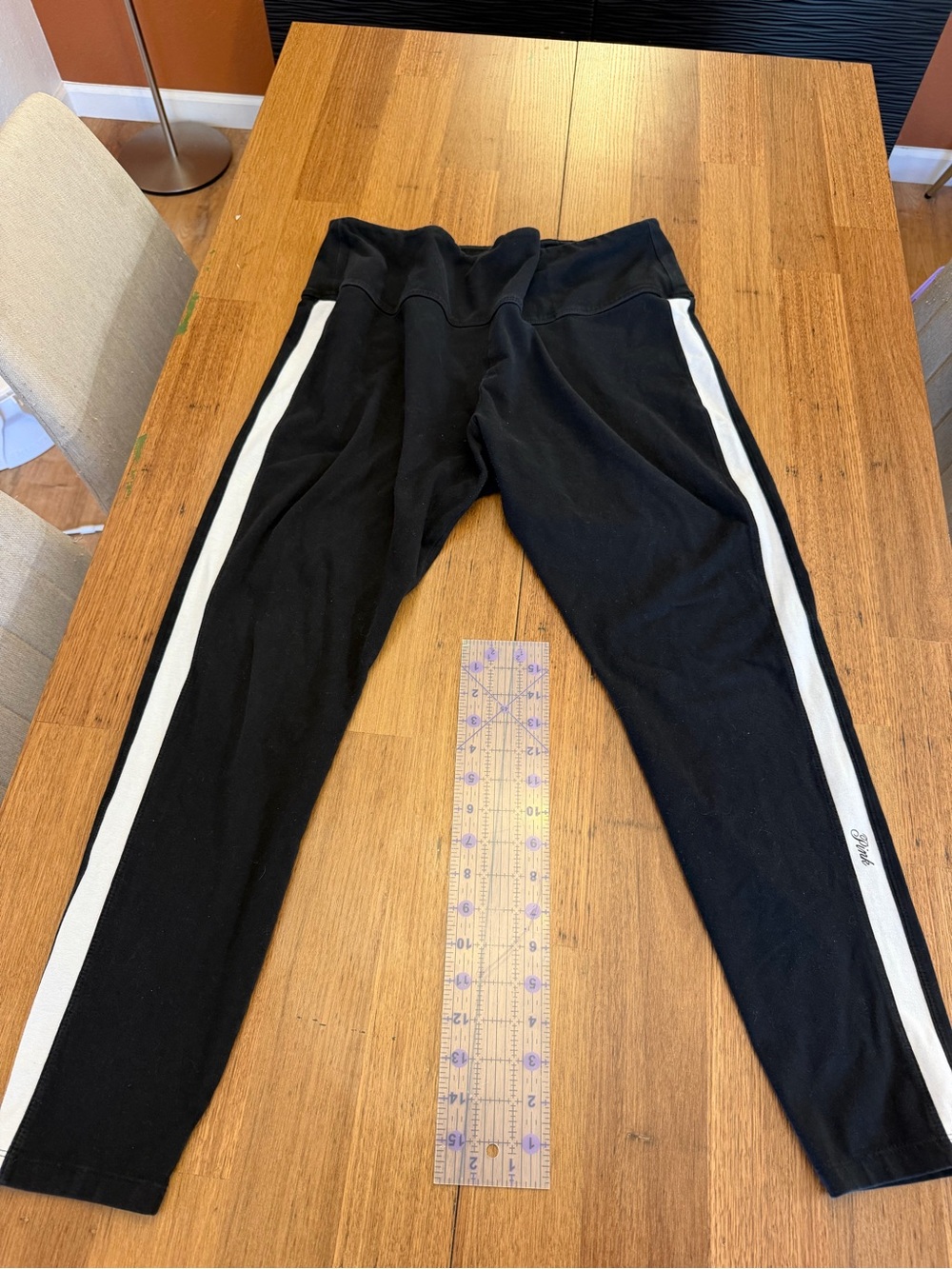 PINK Victoria's Secret Black Leggings with White Side Stripes